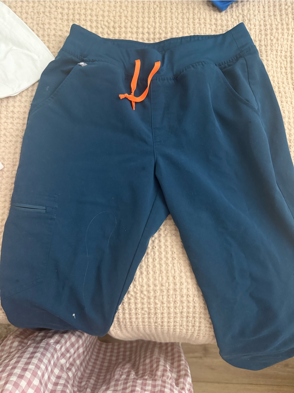 Figs Teal Jogger Pants with Orange Drawstring